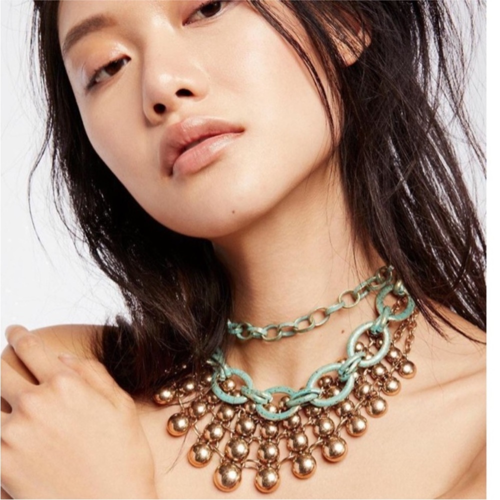 Free People Turquoise and Gold Necklace